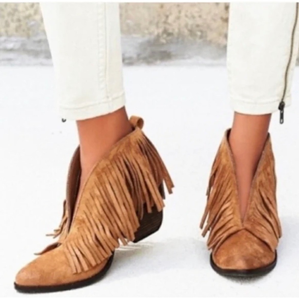 Coconuts Ankle Boots by Matisse Fringe Suede Leather Booties  Women's 8 Boho